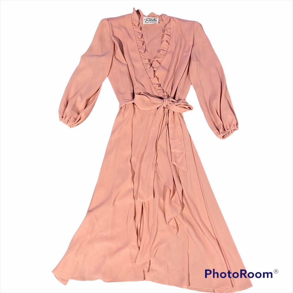 Miss Elliotte vintage retro wrap dress dusty Rose pink size 8